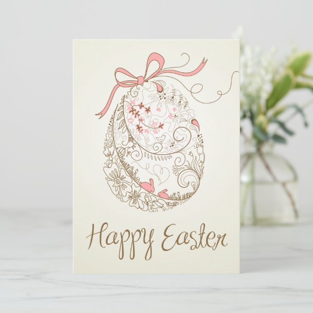 Whimsical Easter Egg | Vintage Flat Easter Card (Standing Front)