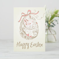 Whimsical Easter Egg | Vintage Flat Easter Card