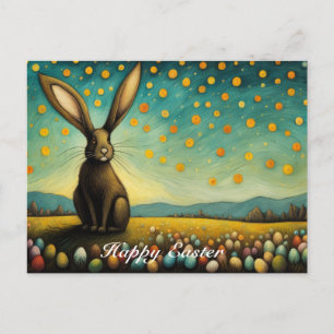 Whimsical Easter Eggs Bunny Happy Holidays Holiday Postcard