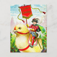 Whimsical Easter Greetings: Rider on Giant Chick