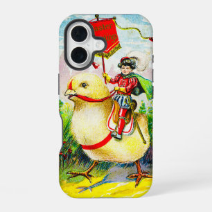 Whimsical Easter Greetings: Rider on Giant Chick iPhone 16 Case