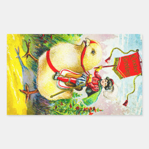 Whimsical Easter Greetings: Rider on Giant Chick Sticker