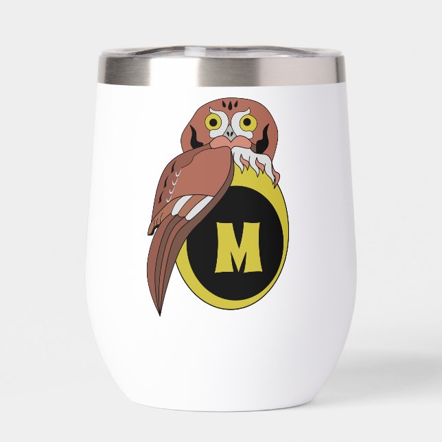 Whimsical Eastern Screech Owl Monogram (Back)