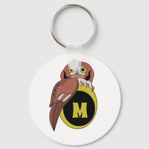 Whimsical Eastern Screech Owl Monogram Keychain