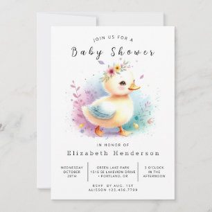 Whimsical Editable Duck Baby Shower  Invitation
