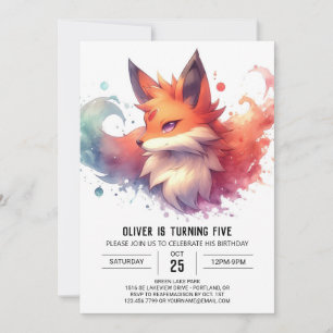 Whimsical Editable Fox Birthday Invitation