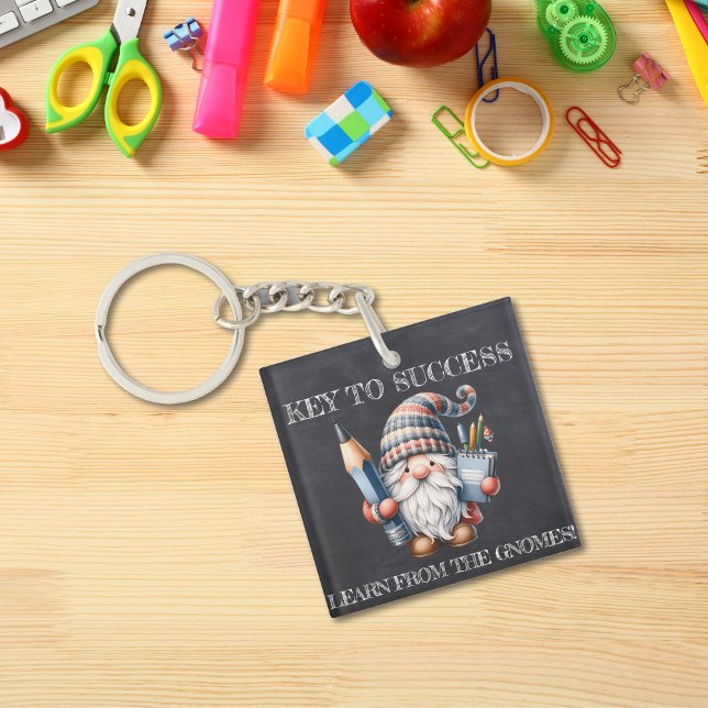 Whimsical Educator: Gnome on Chalkboard Keychain (Creator Uploaded)