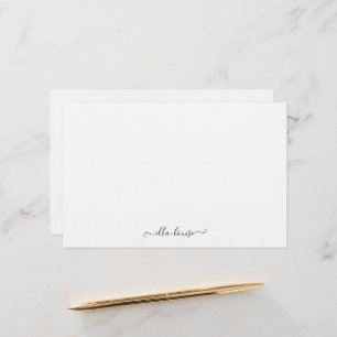 Whimsical Elegant Feminine Black Script Name Stationery