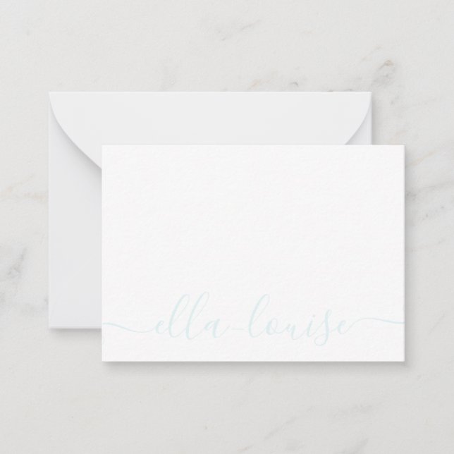 Whimsical Elegant Feminine Blue Script Name Card (Front)