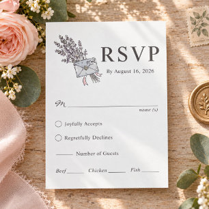 Whimsical Elegant Floral Bouquet Wedding RSVP Card
