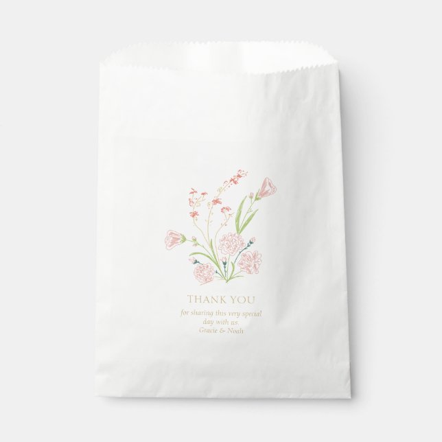 Whimsical & Elegant Floral Wedding Couple  Favour Bag (Front)