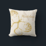 Whimsical Elegant Gold Butterfly Monogram Boho Throw Pillow<br><div class="desc">A chic, whimsical and timeless design of an original, unique blush, yellow gold butterfly, hand drawn in digital watercolor and pen. The monogram and the name appear in a dark hue of gold-inspired brown. Perfect for a birthday woman of any age: sweet 16, 21st, 30th, 40th, 50th, 60th, 70th, 80th,...</div>