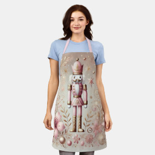 Whimsical Elegant Pink and Gold Pastel Nutcracker  Apron