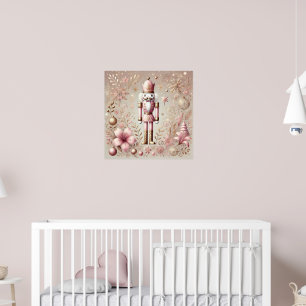 Whimsical Elegant Pink and Gold Pastel Nutcracker Poster