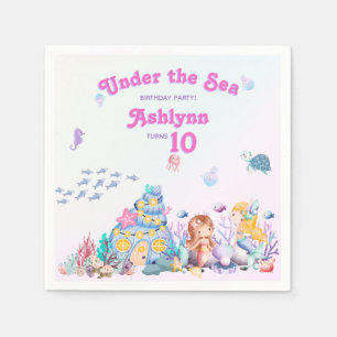 Whimsical Elegant Sweet Under the Sea Mermaid  Napkin