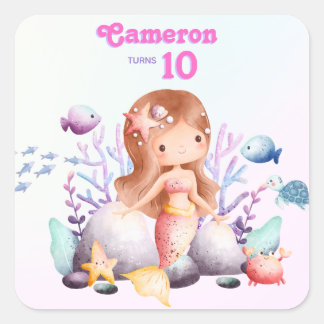 Whimsical Elegant Under the Sea Mermaid Square Sticker