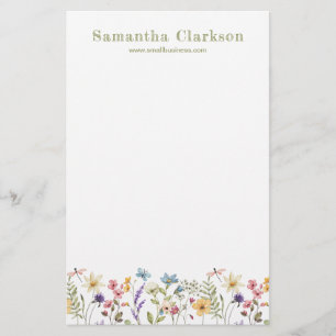 Whimsical Elegant Wildflower Botanical Business Stationery