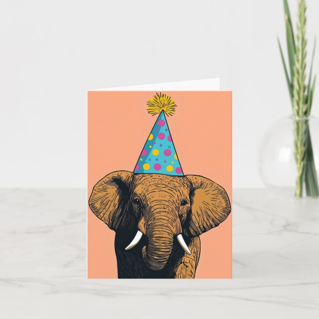Whimsical Elephant Birthday Card – Fun Celebration (Front)