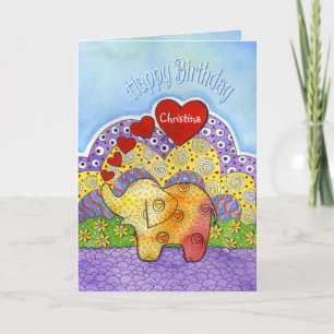 Whimsical Elephant Child's Birthday Card
