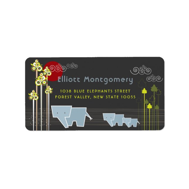 Whimsical Elephant Family In The Forest Address Label (Front)