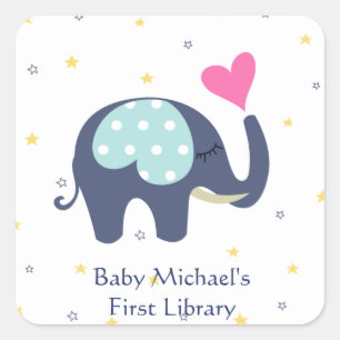 Whimsical Elephant Filled With Love! Personalize Square Sticker
