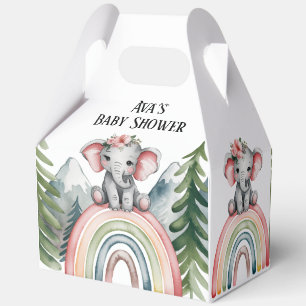 Whimsical Elephant Rainbow Baby Shower Favor Box