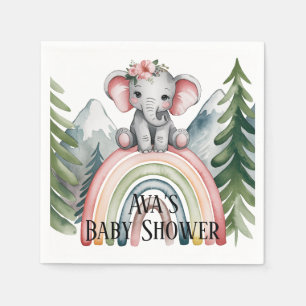Whimsical Elephant Rainbow Baby Shower Napkin