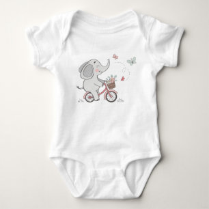 Whimsical Elephant Riding Bike –Kids Animal Design Baby Bodysuit