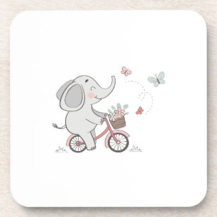 Whimsical Elephant Riding Bike –Kids Animal Design Coaster