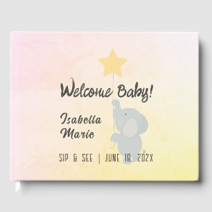 Whimsical Elephant  Sip & See Party Guest Book