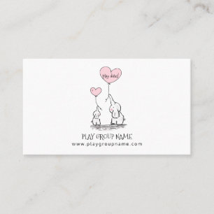 Whimsical Elephants Custom Mom & Kid's Play Group Calling Card