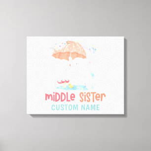 Whimsical Elephants Middle Sister Custom Name Canvas Print
