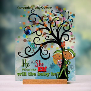 Whimsical Elf Gender Reveal Baby Shower Acrylic Sign