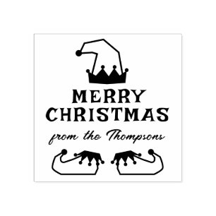 Whimsical Elf Hat & Shoes Merry Christmas From Rubber Stamp