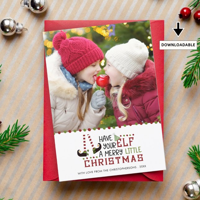 Whimsical Elf Merry Little Christmas Photo Holiday Card (Creator Uploaded)