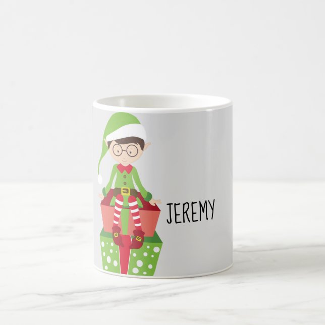 Whimsical Elf Personalized Christmas Coffee Mug (Center)