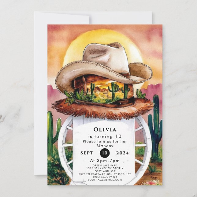 Whimsical Enchanted Cowboy Birthday Invitation (Front)