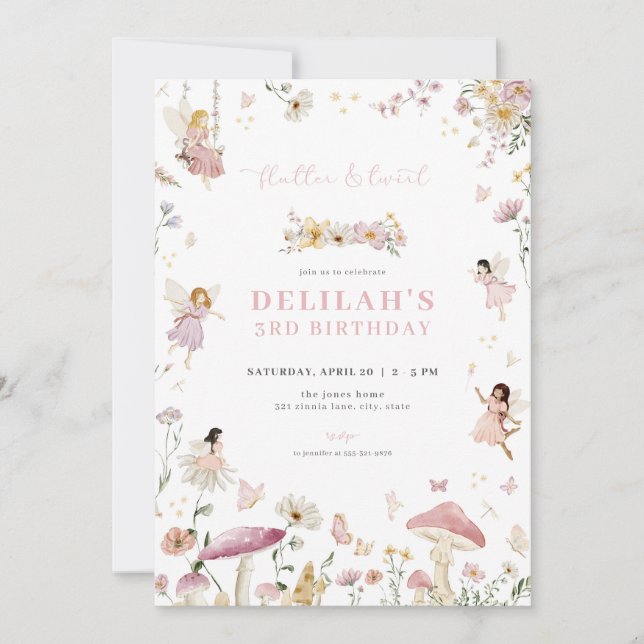 Whimsical Enchanted Fairy Invitation Anniversaire (Devant)