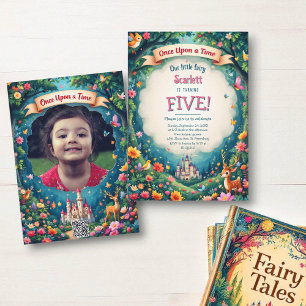 Whimsical Enchanted Forest Fairytale 5th Birthday Invitation