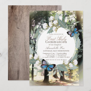 Whimsical Enchanted Forest First Holy Communion Invitation
