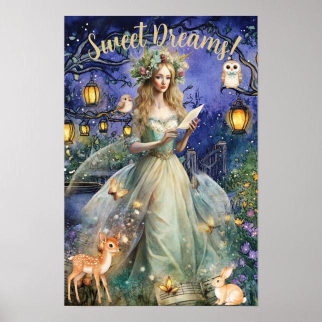 Whimsical Enchanted Forest Woodland Animals Poster (Front)