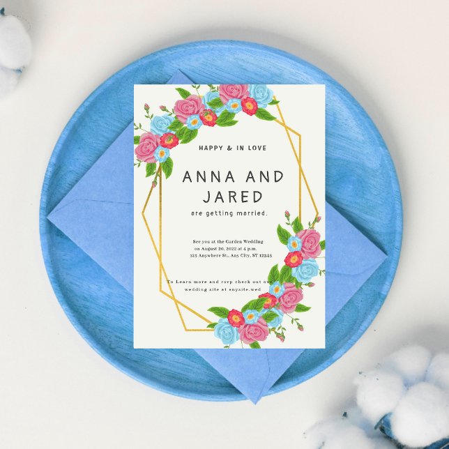 Whimsical Enchanted Garden Floral Frame Wedding Invitation (Creator Uploaded)