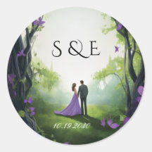 Whimsical Enchanted Garden Wedding Sticker