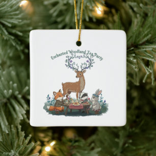 Whimsical Enchanted Woodland Tea Party Animals Ceramic Ornament