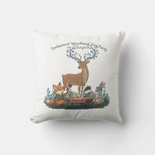 Whimsical Enchanted Woodland Tea Party Animals Throw Pillow