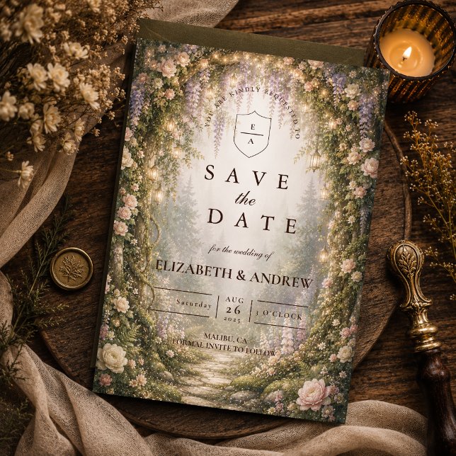 Whimsical Enchanted Woodland Wedding Save The Date (Creator Uploaded)