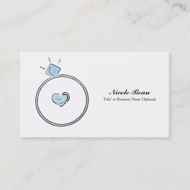 Whimsical Engagement Wedding Ring Illustration Business Card (Front)