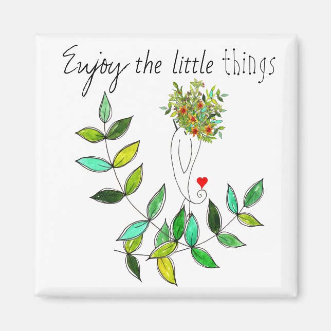 Whimsical Enjoy The Little Things Birdie  Magnet (Front)