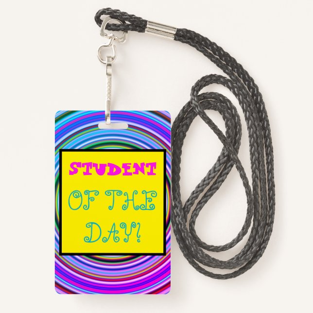 Whimsical "ÉTUDIANT DU JOUR !" Badge (Derrière avec lanière)