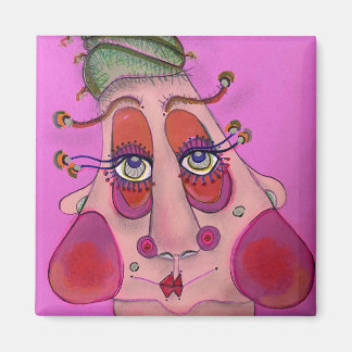 Whimsical Face Square Magnet
